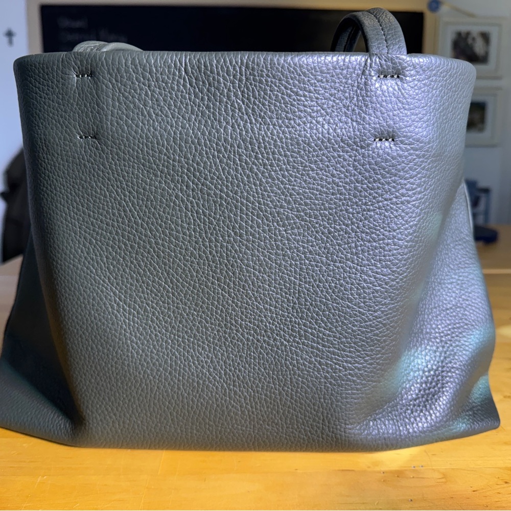 Cuyana Olive Green Leather Tote Bag